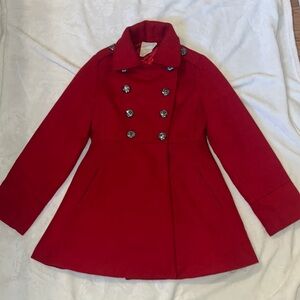 kids red pea/princess coat. size 10/12